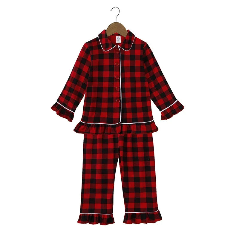 Christmas Pyjamas Sets for Kids 1-13 Years Cotton Loungewear Sibling Pajamas Winter Baby Boys Girls Soft Plaid Children Clothes