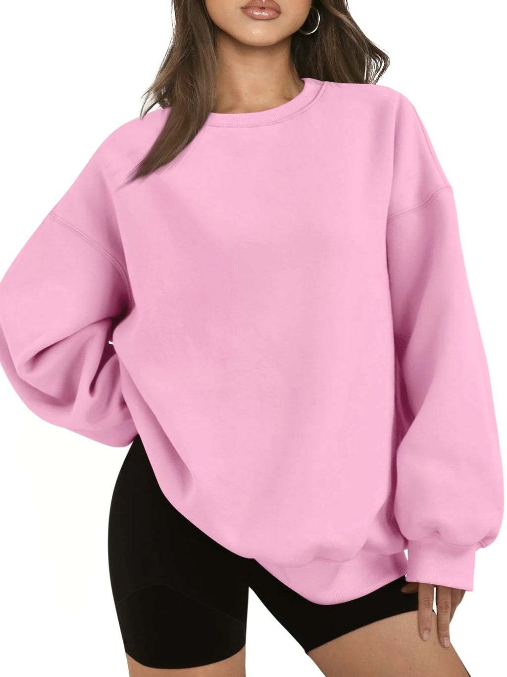 Loose Solid Color Women's Cotton Hoodies Casual Autumn Winter Fleece Sweatshirt Oversize Pullover O-Neck Top Hoody Couple Unisex