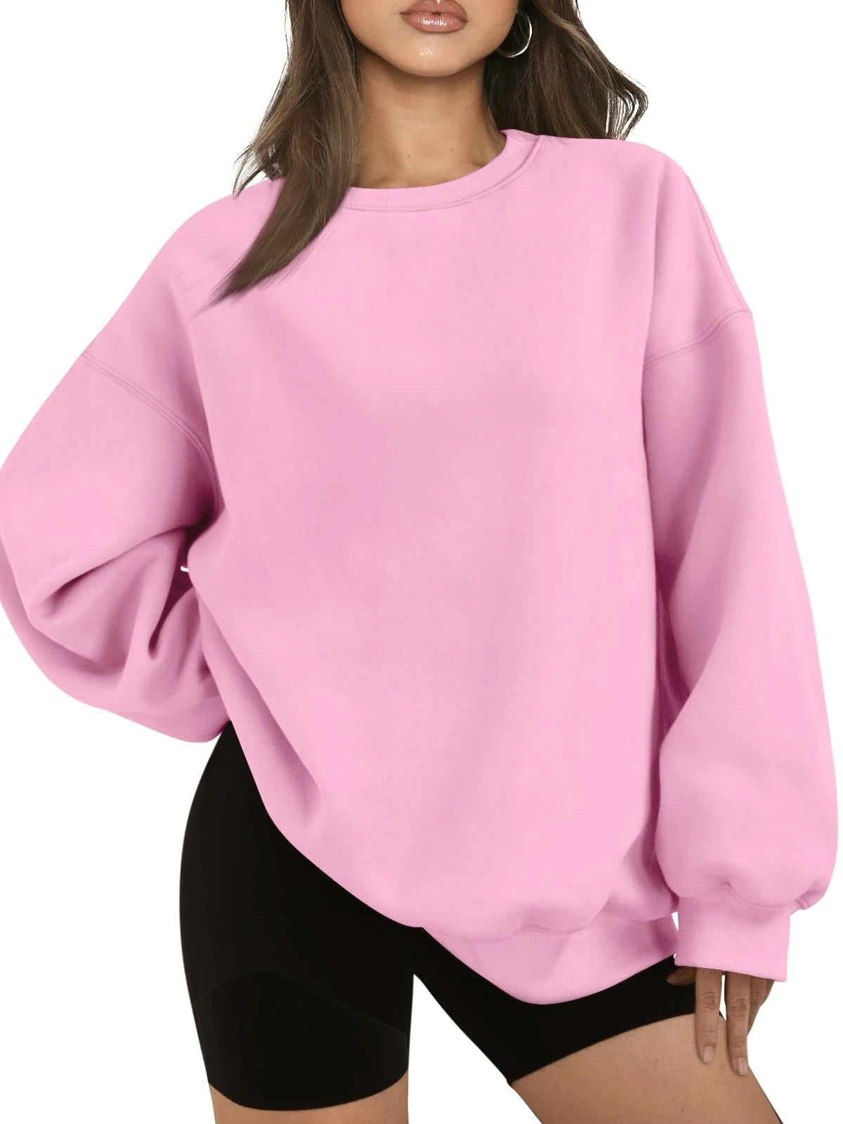 Loose Solid Color Women's Cotton Hoodies Casual Autumn Winter Fleece Sweatshirt Oversize Pullover O-Neck Top Hoody Couple Unisex