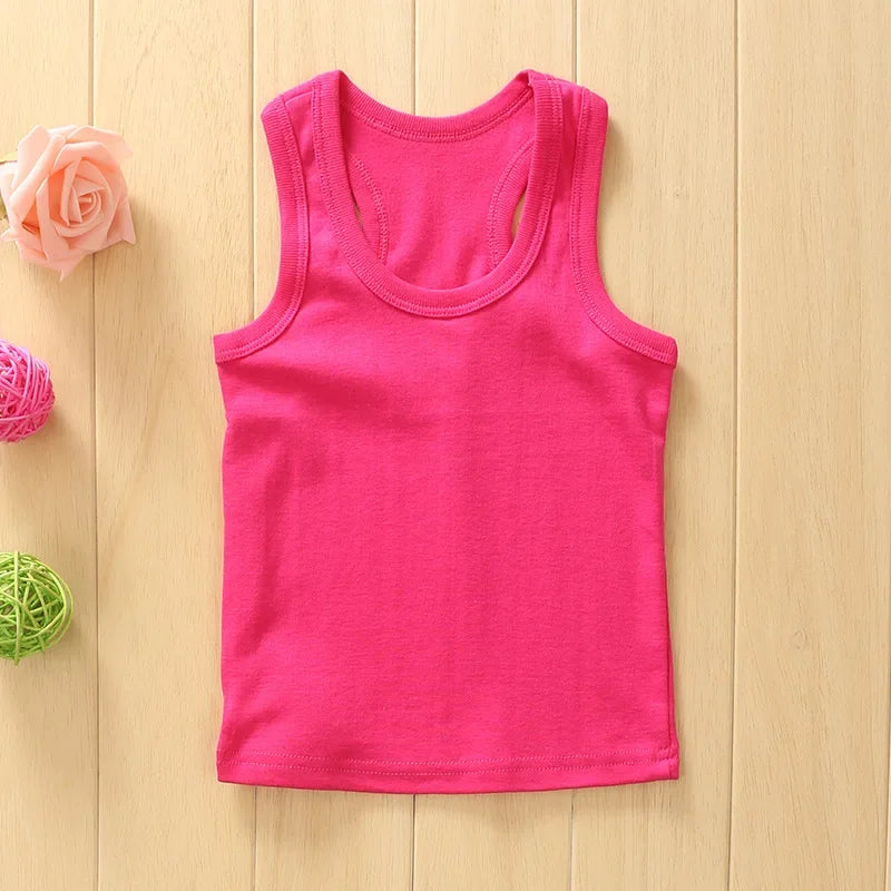Kids Baby Boys Vests T-shirts Children Summer Vest Top Outfit Kid Boy Girl Solid Tops Clothes Cotton Tees Black Playsuits