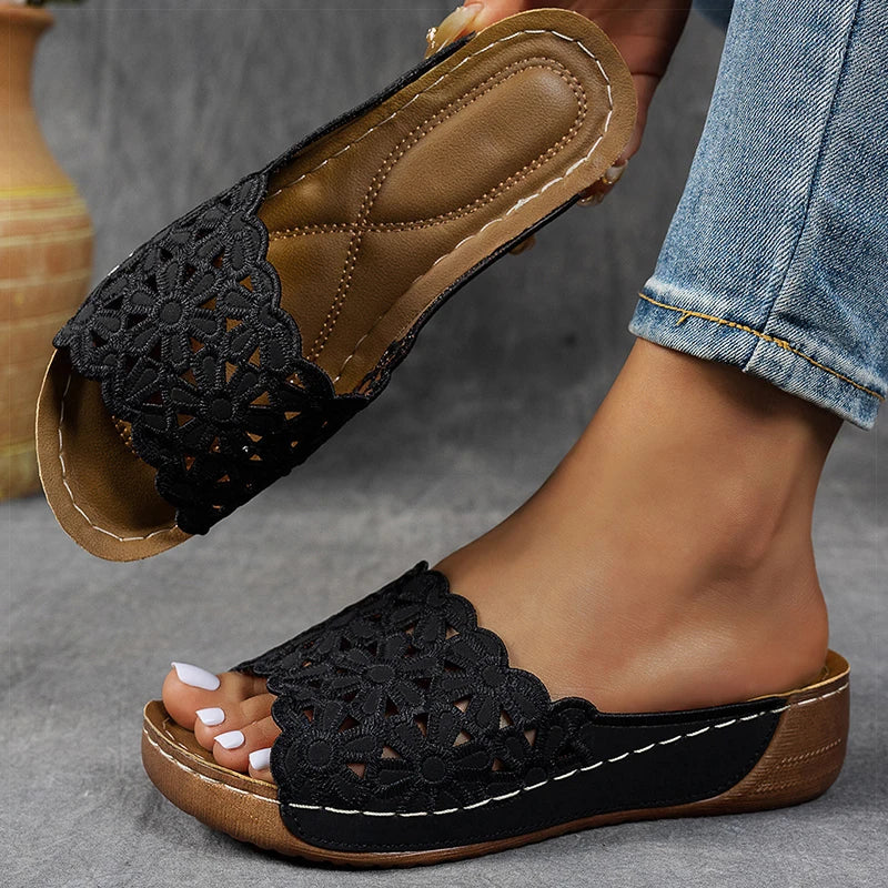 Women's Sandals Wedges Heels Sandals Summer Woman Shoes Indoor Outdoor Slippers Heeled Shoes Summer Footwear Sandalias De Mujer