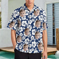 Custom Face Hawaiian Shirt for Men Personalized Multiple Faces Tropical Print Short Sleeve Button Down Aloha Shirt for Vacation