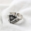 Men Adjustable Ring Gothic Style Retro Eye and Hands Design Open Jewelry Gift for Partywear