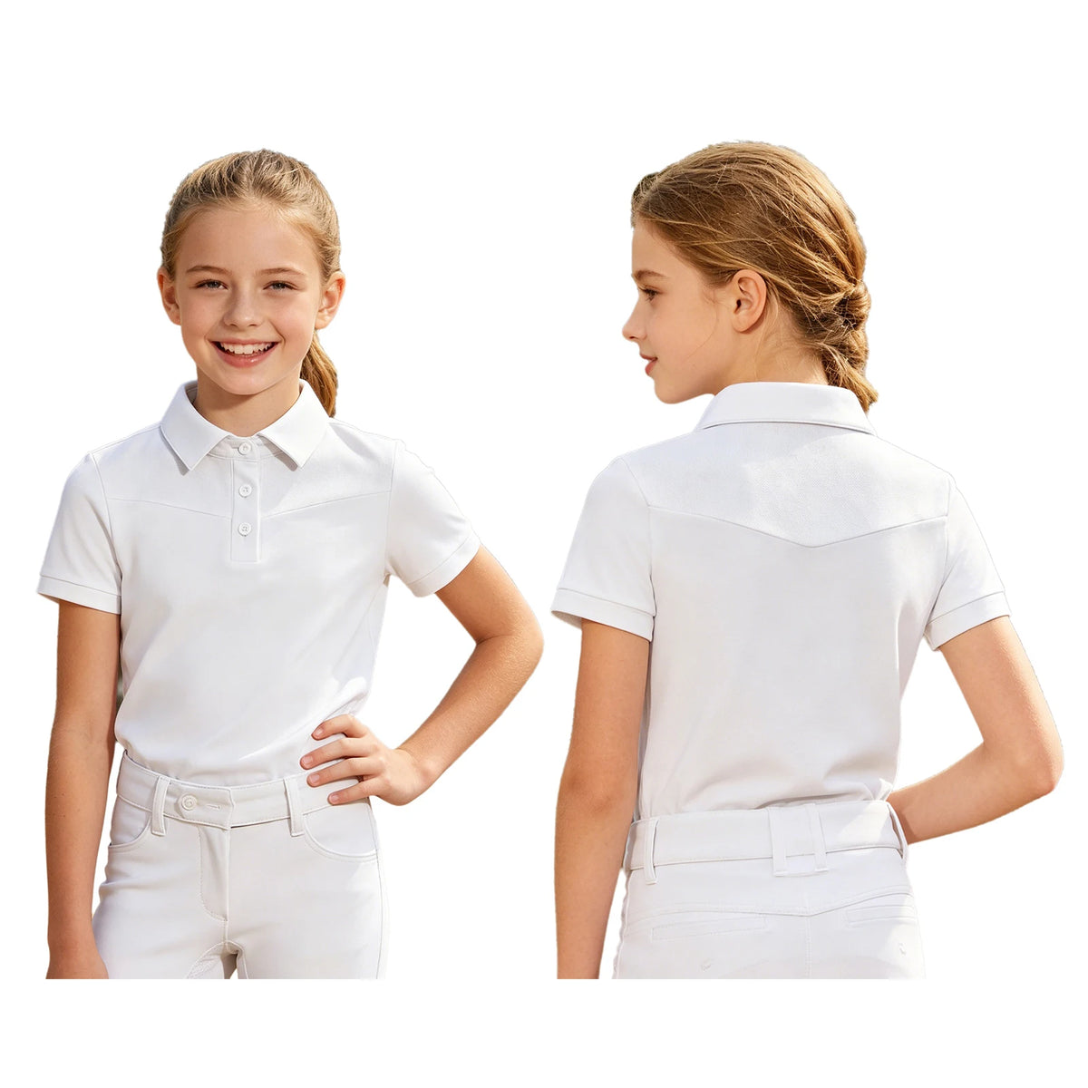 Kids Girls Horse Riding Shirts Top Equestrian Clothing Long Sleeve Half Zip Quick Dry Shirt Tops Horsemanship Golf Sportswear