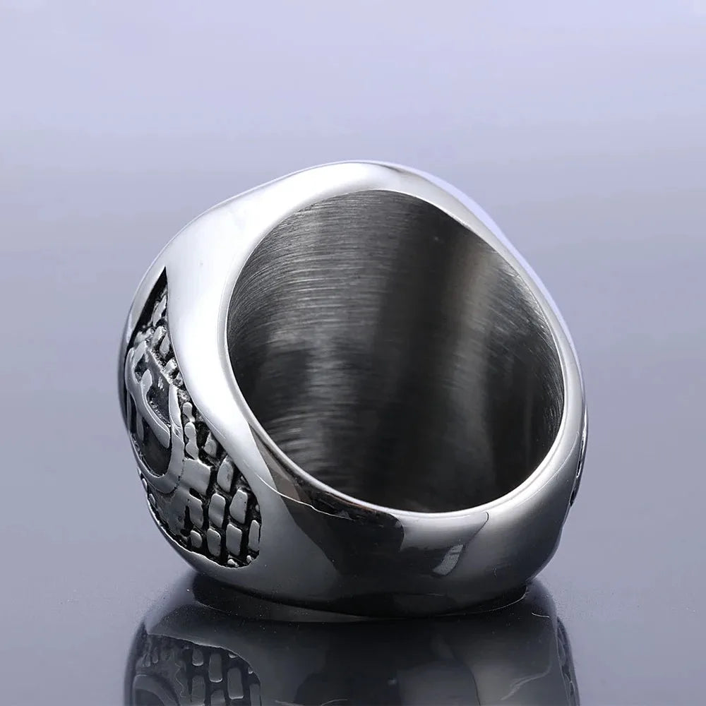 New Simple and Trendy European and American Red Cross Ring for Men, Domineering Templar Masonic Ring, Fashion Party Jewelry Gift
