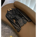 Black Suit PU Jacket Women Tops Splicing Knitted Waist Cinching Silhouette Suit Coat Winter Clothes Loose Casual Blazers Women