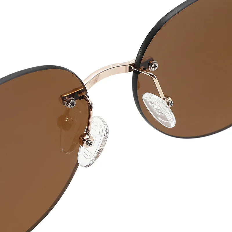 Premium Rimless Sunglasses for Men and Women, Wood Legs, Metal Frame, Fashion Sun Glasses