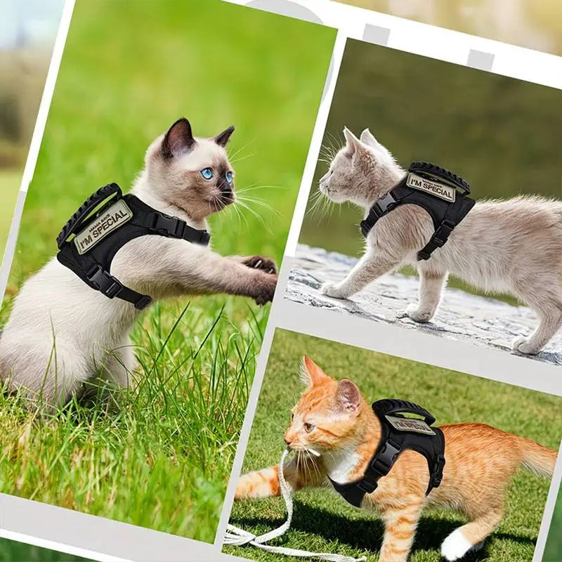 Pet Harness Set for Cat Puppy 3m Retractable Leash Tactical Vest No Pull Breathable Summer for Small Medium Dogs Cats Outdoor