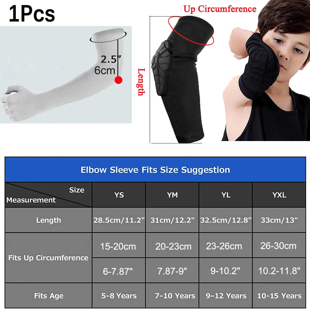 1Pc Kids/Youth 5-15 Year Sports Honeycomb Compression Knee Pad/Elbow Pad Guards Protective Gear for Basketball Baseball,Football