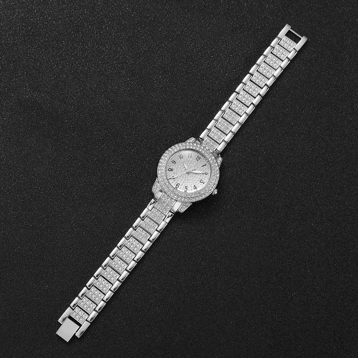 3Pcs/set Fashion Women's Artificial Diamond Band Quartz Watch 3 colors Set（Box not included）