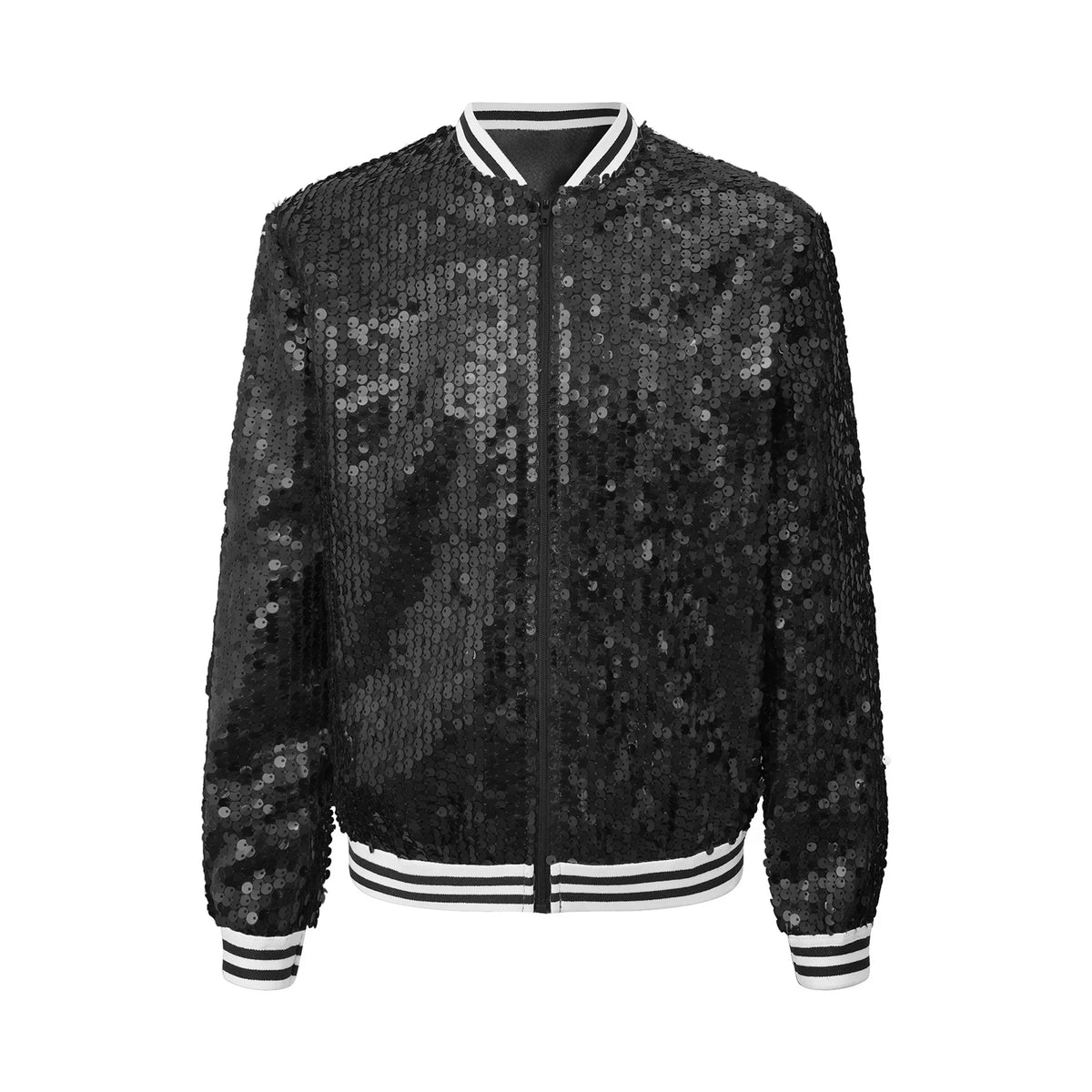 Kids Girls Hip Hop Jazz Dance Coat Long Sleeve Shiny Sequins Baseball Jackets Bomber Outerwear Rave Party Performance Costume
