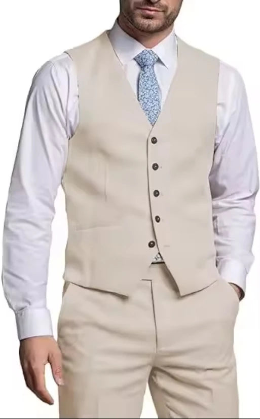 Suits for Men 2 Pieces Vest and Pants Set Gentleman Classic Suit for Men Tuxedo Suit for Men for Wedding Summer Beach