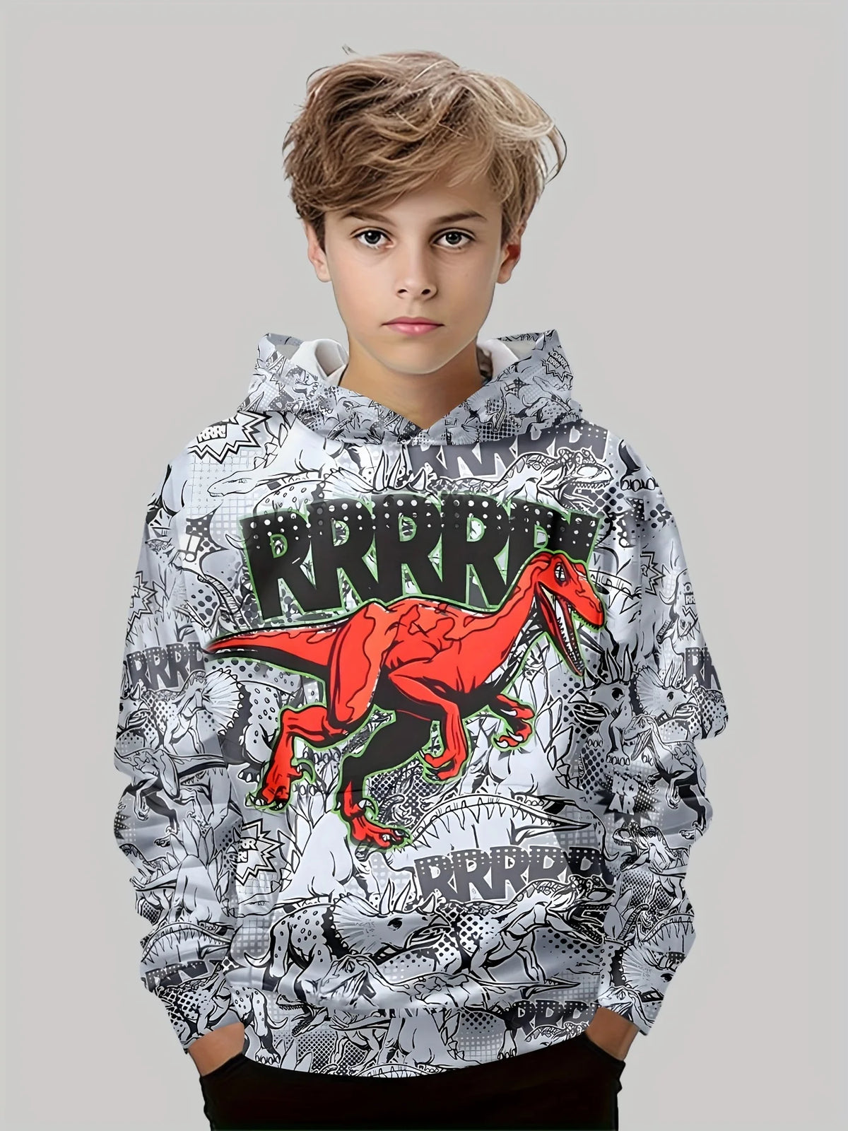 Children's Clothing Hoodies Kids Clothes Boy Children Top Long Sleeve Cartoon Dinosaurs Print Spring And Autumn Outdoor Clothes