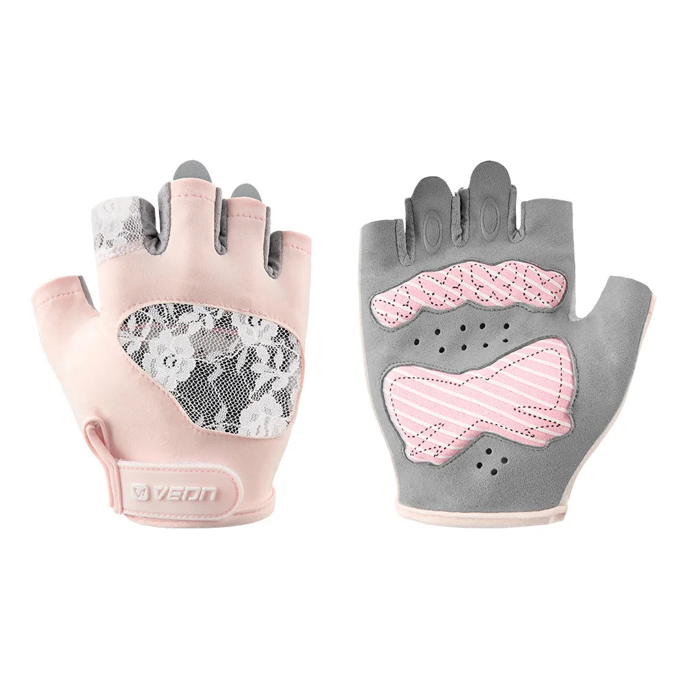 Women's Lace Fitness Gloves Breathable Anti-Slip Workout Gloves for Weight Lifting Training Exercise Sports Half Finger Gloves