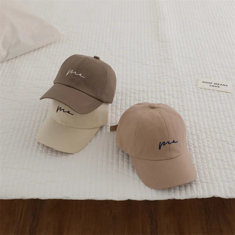 Solid Color Kids Baseball Hat 2-8Year Boys Girls Duck Tongue Hats Cotton Baby Sunscreen Visor Fashion Letter Children Peaked Cap