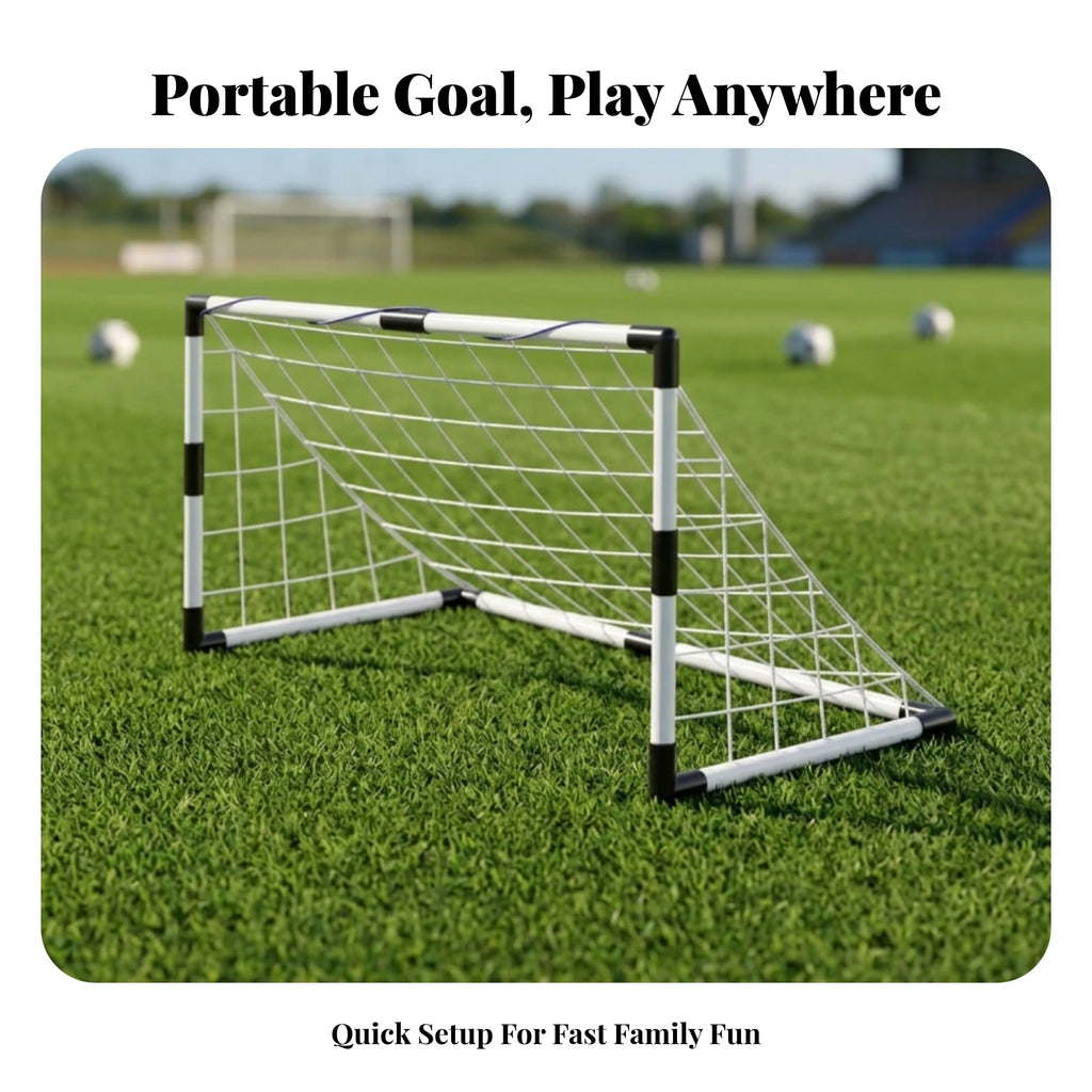 Children's Soccer Goal Rectangular Frame Kids Soccer Goal Set Sports Equipment Included Ball Inflation Pump