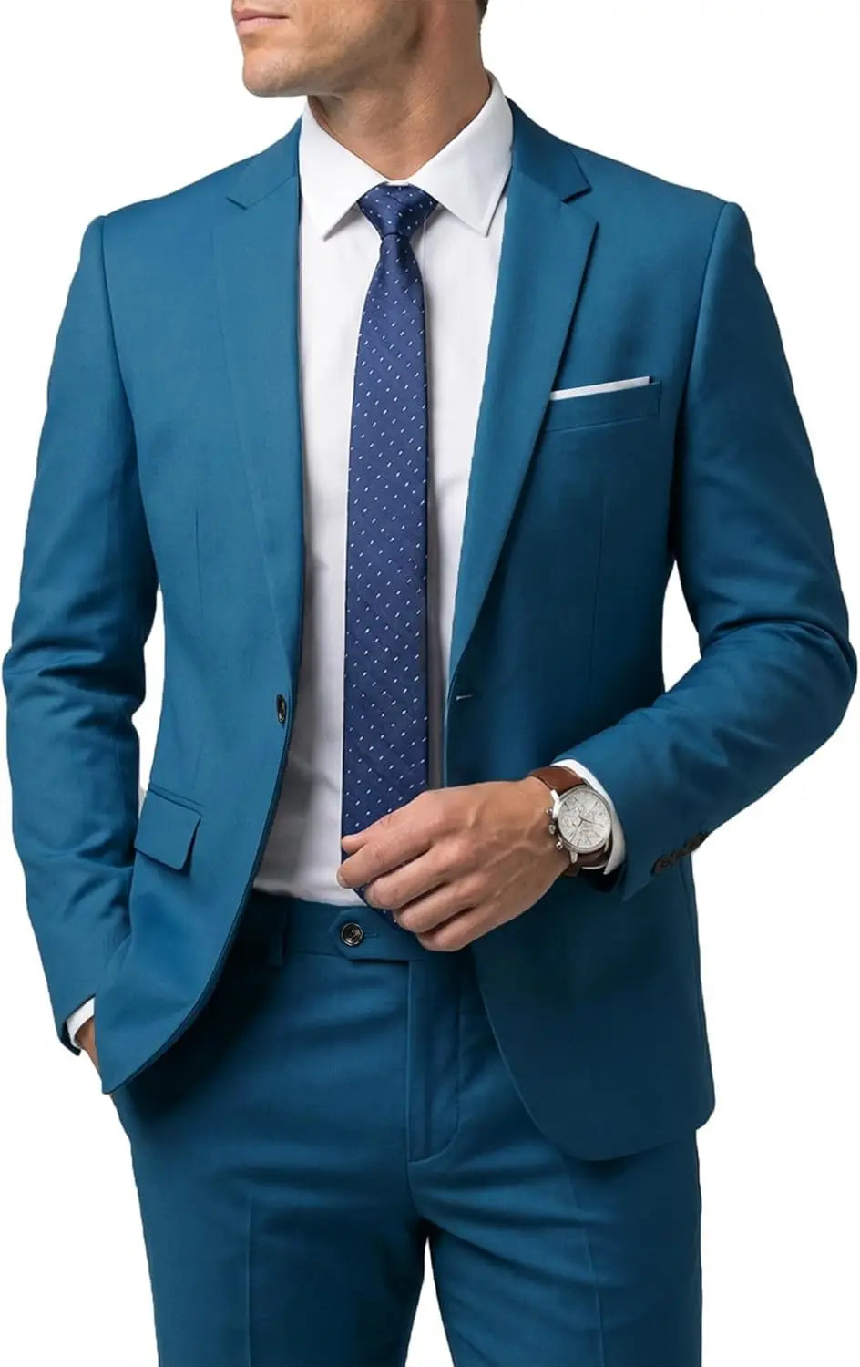Men's 2 Piece Suit  One Button Slim Fit Solid Jacket  Pants Set Suits for Men Party Wedding Prom  Business