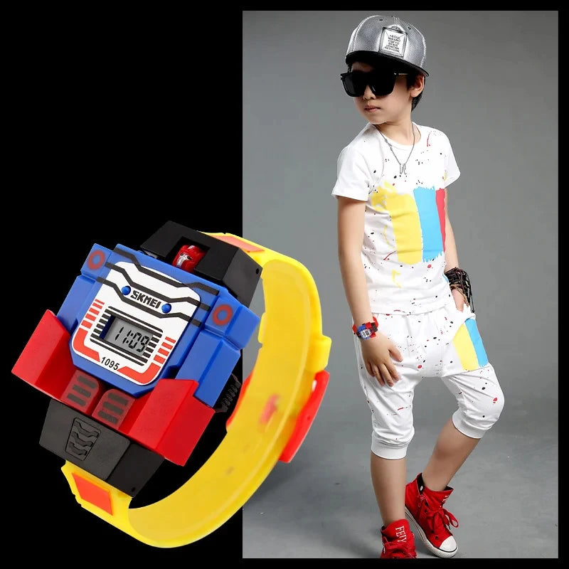 Transformers Kids Watches LED Digital Children Cartoon Sports Watches Robot Transformation Toys Movie Peripheral Birthday Gifts