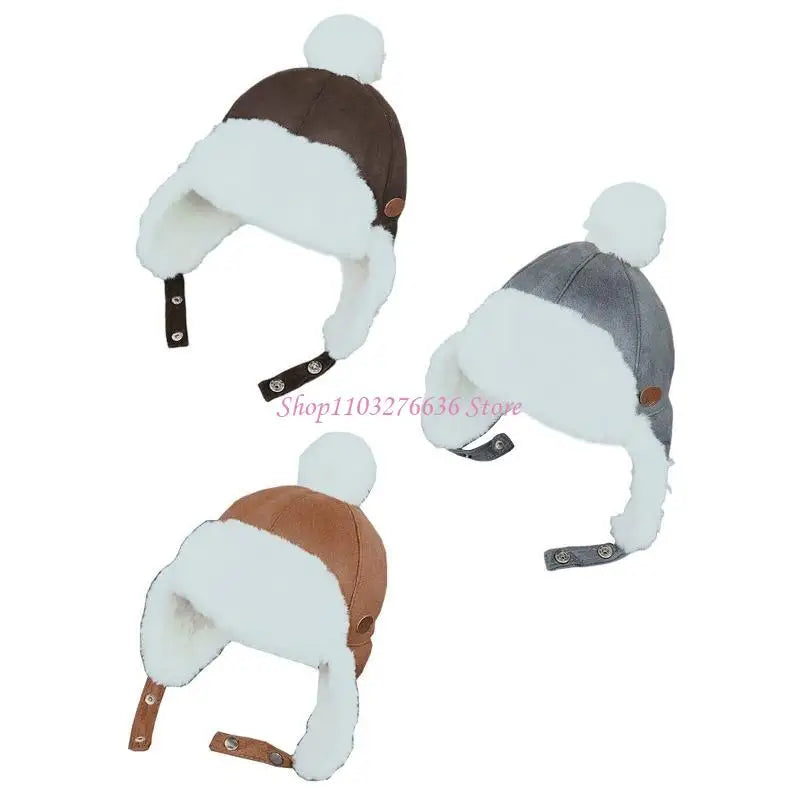R6FD Baby Boys Girls Hat Kids Children Ear Flap Muff Winter Warm Plush Cap Outdoor Lei Feng Beanie Hat Gifts for 1-4 Years Old