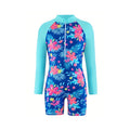 Children's Girls One-piece Swimsuit Girl Sunscreen Zipper Swimwear Long Sleeve Shorty Swimming Suit Kids Beachwear 3-12 Years