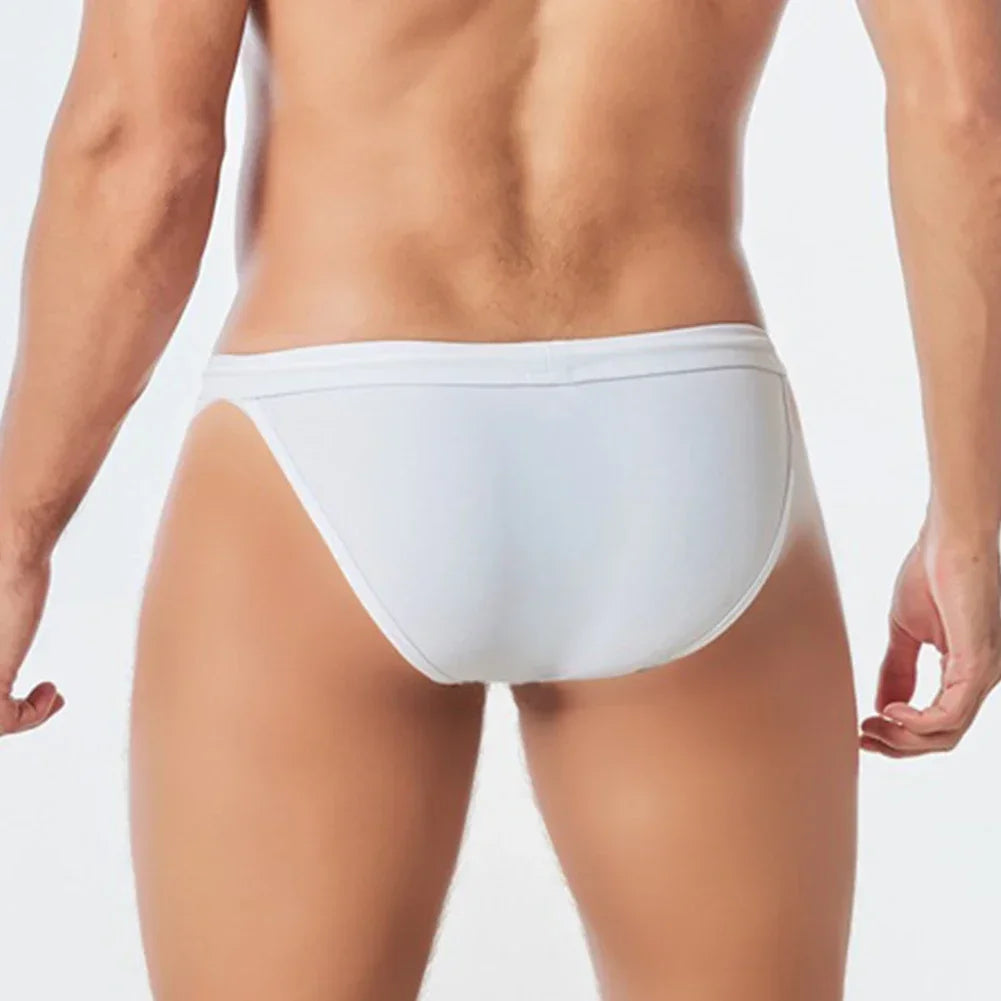 Men Summer Swimwear Swim Briefs Low Waist Bikini Beachwear Surf Board Shorts Solid Color Seamless Stretch Breathable Underpants