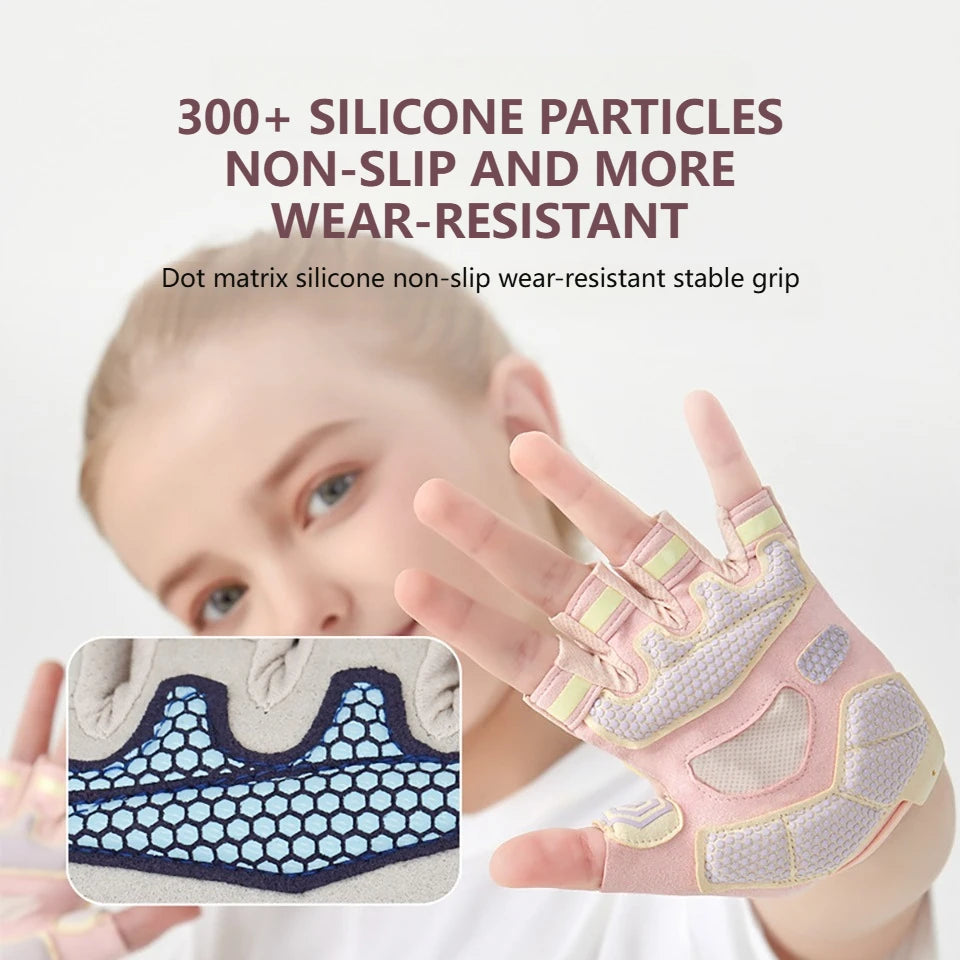 AOLIKES Kids Cycling Gloves Half Finger Skate Child Mountain Bike Bicycle Gloves Sports Gloves for Boys and Girls Children