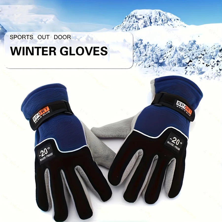 Winter Women Men Fleece Full Finger Gloves Warm Gloves Ski Gloves Outdoor Sport Motorcycle Cycling Snow Gloves Unisex