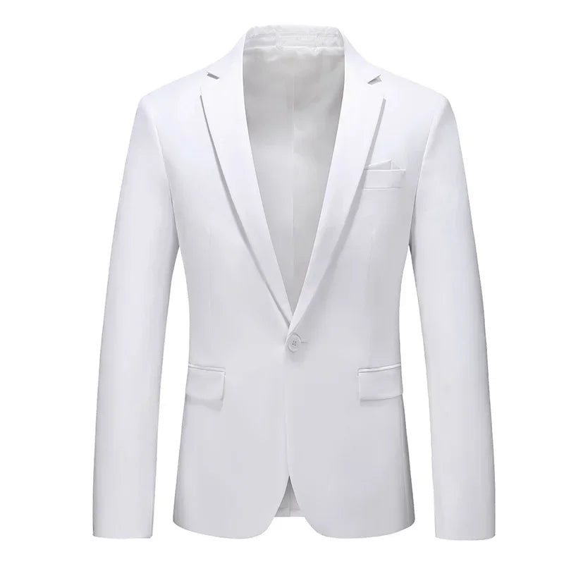 Green Men's Suit Jacket, Single Button V-neck Dress Coat, Fashion Men Slim Blazer, Suitable for All Seasons Terno Masculino