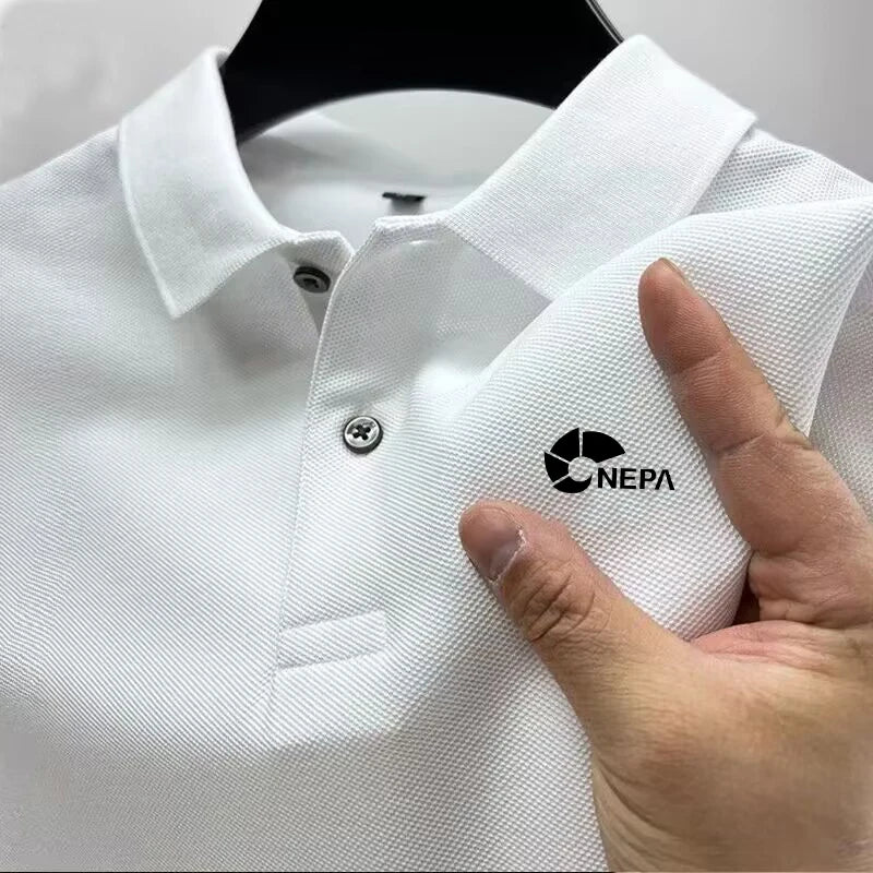 2026 Men's Reflective Polo Shirt, Color Button, Breathable, Casual, Fashionable, Business, Comfort, Summer, Shoes