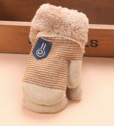 0-3 Years Baby Boys Girls Winter Knitted Gloves Warm Rope Full Finger Mittens Gloves for Children Toddler Kids Accessories KF960
