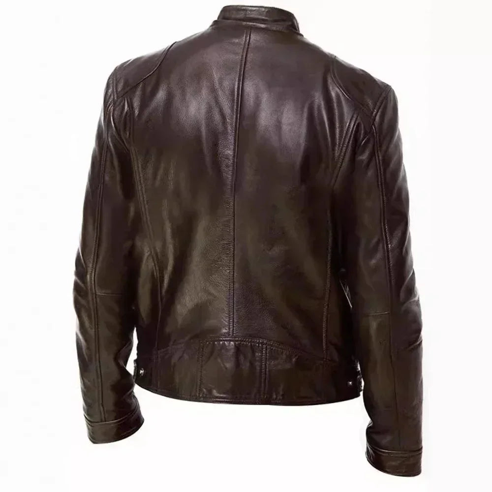 Motorcycle Leather Jackets Man Casual Fashion Motorcycle Coat Slim Fit Lapel PU Jackets Fall Anti-wind Leather Coat Male Retro