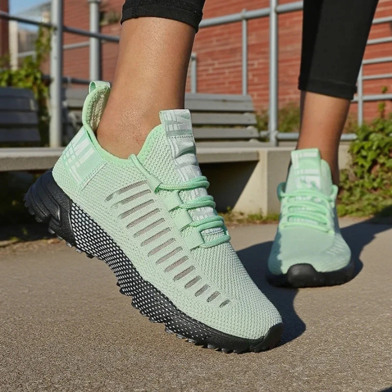Fashionable Women's Sneakers Lightweight Breathable Fast Drying Mesh Cushioning Running Shoes Fitness Training Non Slip Shoes