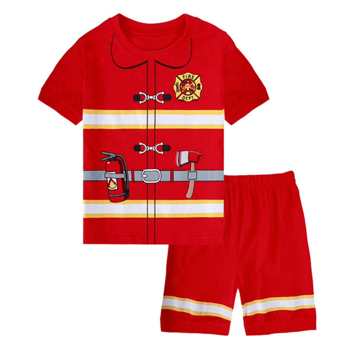 Kids Pajamas Sets Boys Policeman Sleepwear Baby Toddler Fireman Pyjamas Halloween Short Sleeve Pijamas Casual Clothing Sets