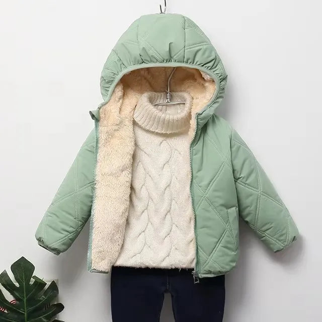 Baby Kids Jackets Boys Winter Thick Coats Warm Cashmere Outerwear For Girls Hooded Jacket Children Clothes Toddler Overcoat 1-6Y