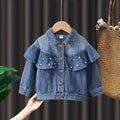 Kids Denim Jackets for Girls Baby Flower Embroidery Coats Spring Autumn Fashion Child Kids Outwear Ripped Jeans Jackets Jean