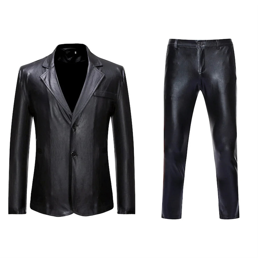 2026 New Gold Men's 2 Piece Suit Set Party Stage Nightclub Performance Jacket and Long Pants Men Cosplay Clothes Blazer Trousers