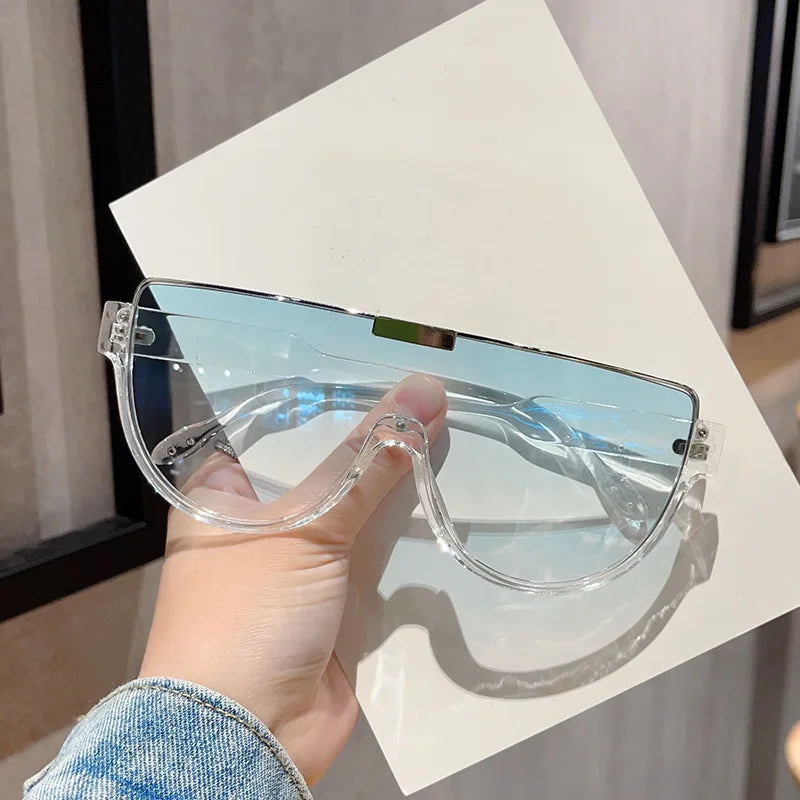 Women's Semi-Round Vintage Sunglasses 2026 New Trend UV400 Protection Anti Glare Monoblock Frame Outdoor Fashion Eyewear