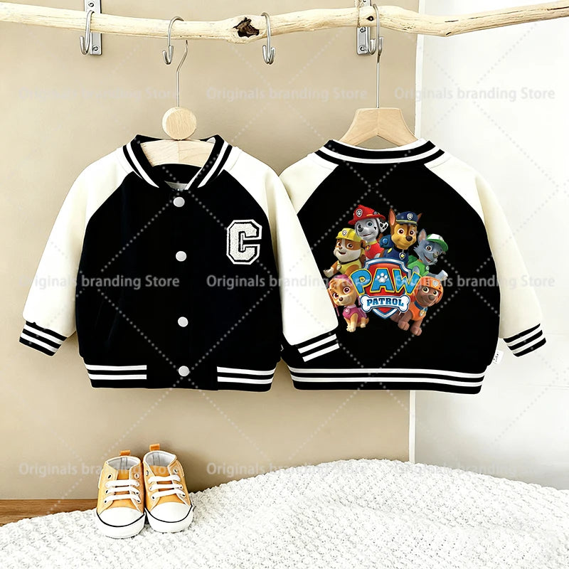 Paw Patrols Children Jackets Boys Girls Baseball Coats Kids Embroidered Letters Cardigan Autumn Fashion Outerwear Clothing Gift