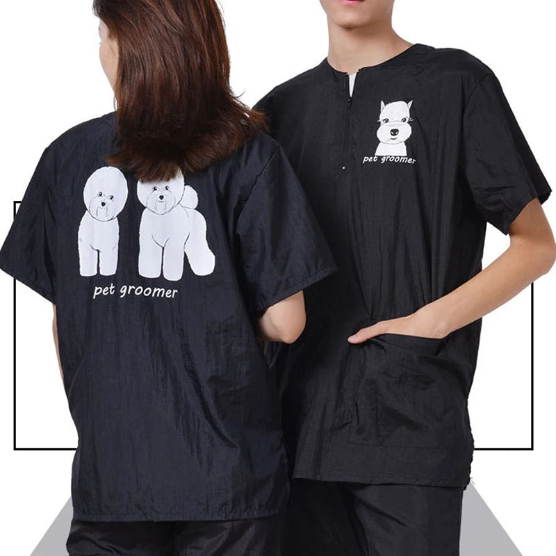 Pet Grooming Clothing Waterproof Pet Hospital Work Clothes Pet Stores Anti Hair And Anti-static Pet Groomer Smock Uniform Tops