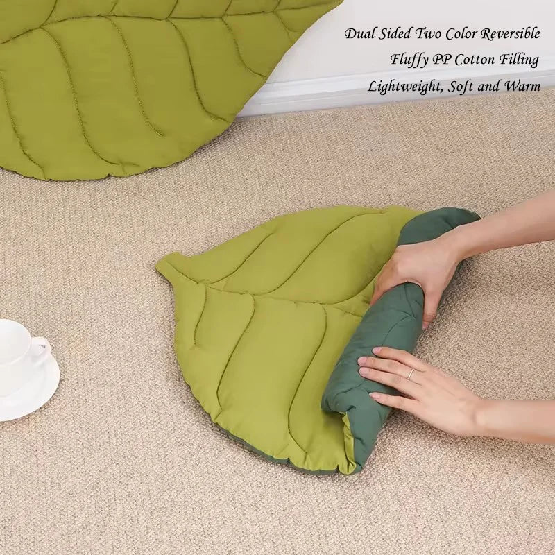 Leaf Shaped Pet Bed Mat Soft Cotton Double Sided Sleep Blanket Washable Floor Rug For Cat Puppy Dog Home Indoor Sleeping Cushion