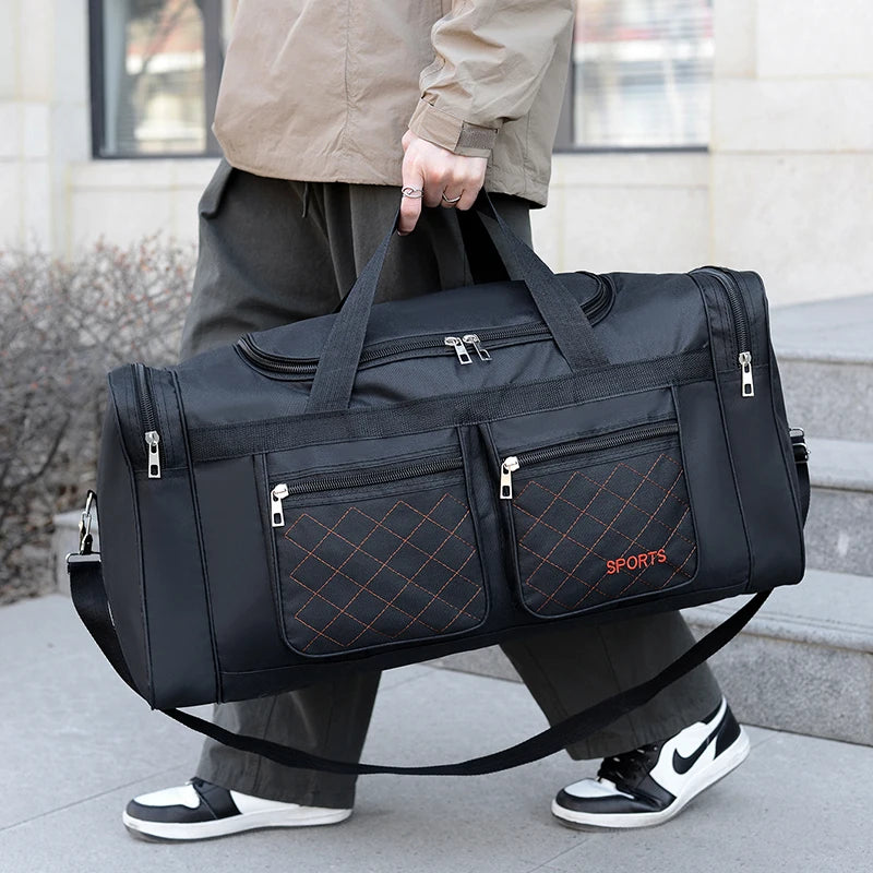 Men Nylon Travel Duffel Bag Large Capacity Handbag Portable Outdoor Carry Luggage Convenient Practical Male's Weekend Gym Bag