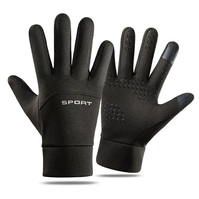 Leather Gloves for Men in Winter, Warm and Cold Resistant, Cycling Waterproof, Touch Screen, Motorcycle Windproof Gloves