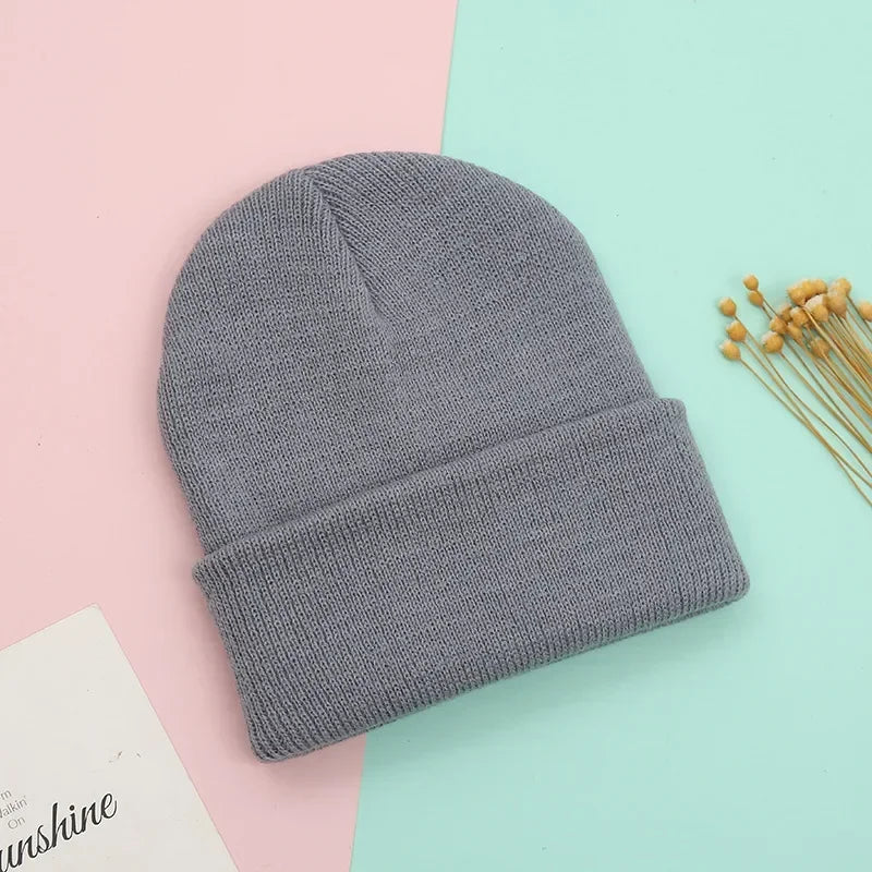 Dad Mother Kids Baby Hats for Girl Boy Newborn Beanie Infant Candy Color Winter Autumn Family Warm Knitted Parent Children Hat