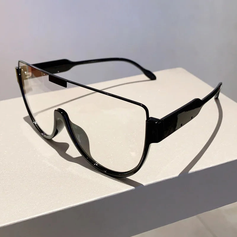 Women's Semi-Round Vintage Sunglasses 2026 New Trend UV400 Protection Anti Glare Monoblock Frame Outdoor Fashion Eyewear