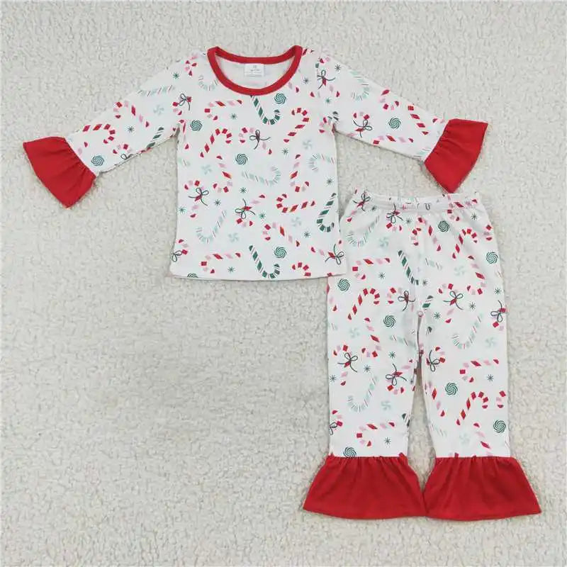 Wholesale Children Christmas Pajamas Long Sleeves Baby Girl Boy Santa Shirt Set Kids Pants Toddler Outfit Nightwear Sleepwear