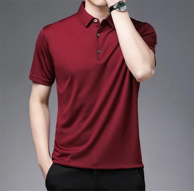 2026 Men's New Solid Color Business Casual POLO Shirt Summer Fashion Casual Short Sleeve Comfortable and Breathable Top