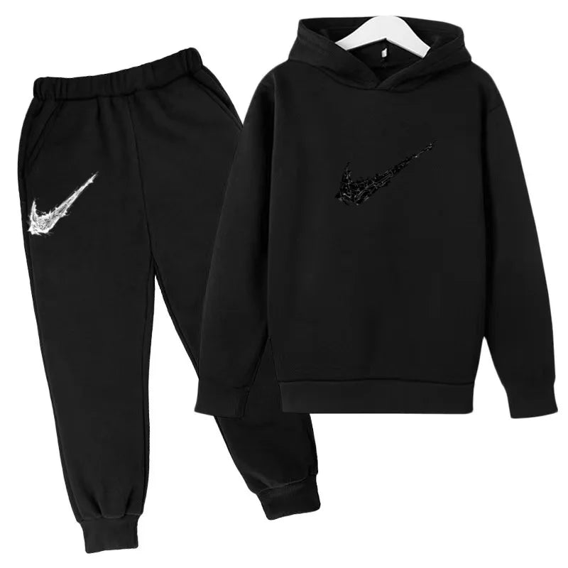 Kids Autumn Winter Hoodie Boy Girl 3-13Yrs Letter Print Clothing Casual Top+Trousers 2P Child Gift Brand Sports Coat Jogging Set