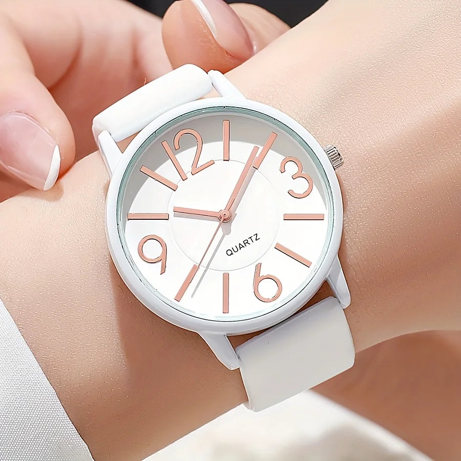 Fashion Arabic Dial Women's Quartz Watch Minimalist Silicone Strap Casual Wristwatch for Girls Students Reloj Mujer