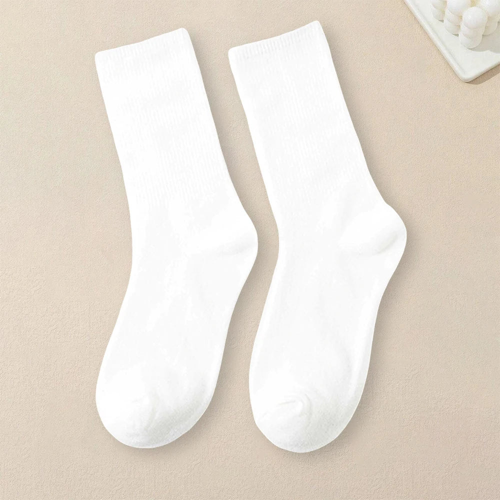 5 Pairs Women Solid Color Socks Simple Versatile Fashionable Socks Antibacterial Odor Resistant Breathable Comfortable Socks