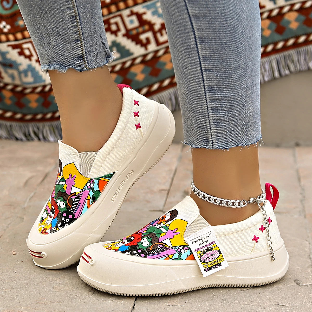 2025 New Women Flat Sneakers Casual Fashionable Canvas Shoes Women Style One Step Walking Sneakers Women Summer Zapatos De Mujer